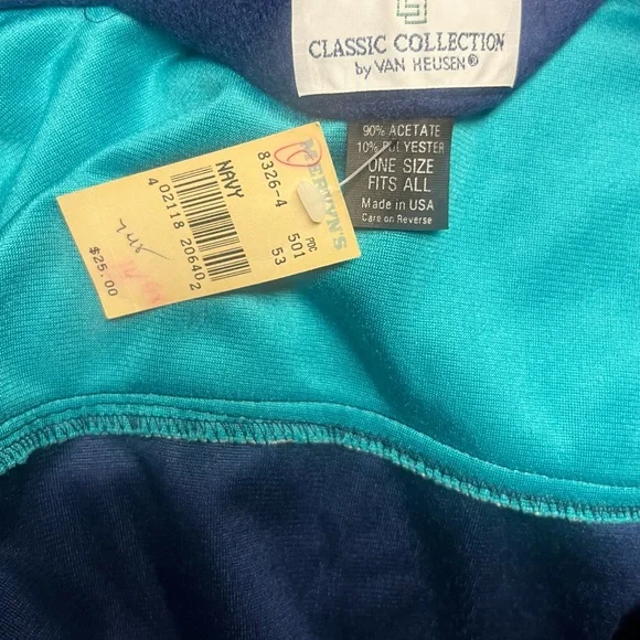 Classic collection by Van Heusen Men’s Navy/Turquoise ~ One Size Robe ~ New - Picture 13 of 16